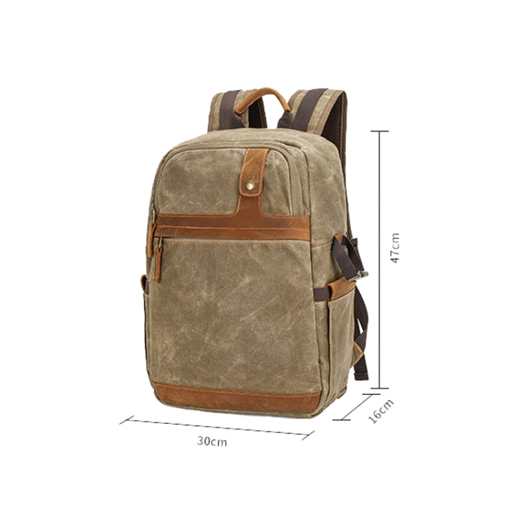 D1383 Outdoor SLR Digital Camera Backpack Waterproof Batik Canvas Camera Bag, Khaki, Green, Gray