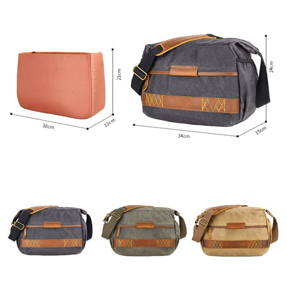 3037 SLR Camera Bag Shoulder Waterproof Messenger Camera Bag, Khaki, Green, Gray