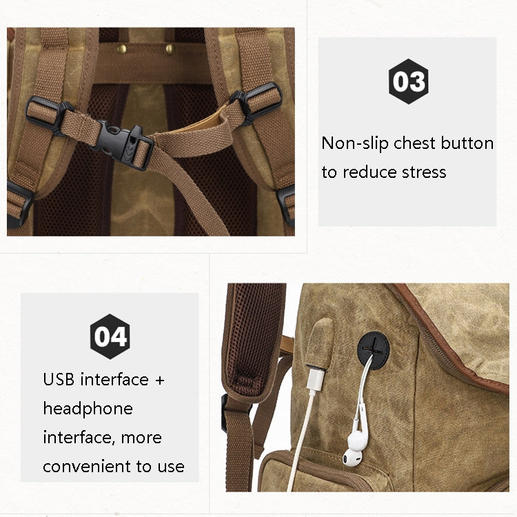 K001-D Leisure Shoulder Camera Bag Waterproof Retro Canvas Camera Storage Backpack, K001-D