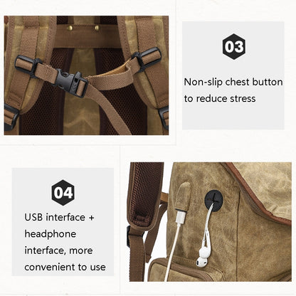 K001-D Leisure Shoulder Camera Bag Waterproof Retro Canvas Camera Storage Backpack, K001-D