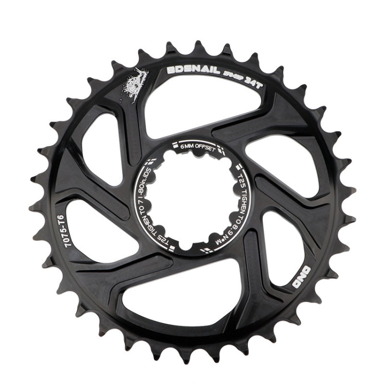 BDSNAIL Mountain Bike Single Disk GXP Direct-Shaped Integrated Disk Positive And Negative Tooth Disc, 30T (Black), 32T (Black), 34T (Black), 36T (Black), 38T (Black)