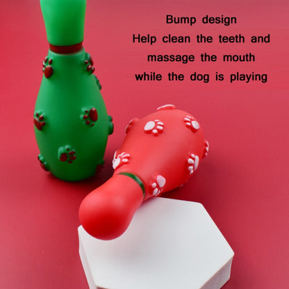 4 PCS Christmas Pet Footprints Bowling Ball Sounding Toy Dog Bite-Resistant Teething Vinyl Toy, Size：, 14.5x6cm