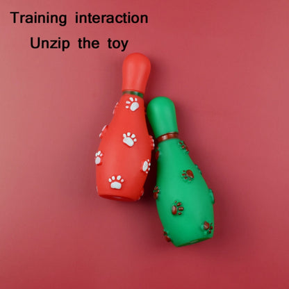 4 PCS Christmas Pet Footprints Bowling Ball Sounding Toy Dog Bite-Resistant Teething Vinyl Toy, Size：, 14.5x6cm