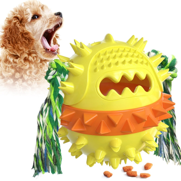 Pet Puppy Teething Stick Vocal Dog Toy Leaking Food Ball Pet Supplies, Yellow Blue, Yellow, Red-blue
