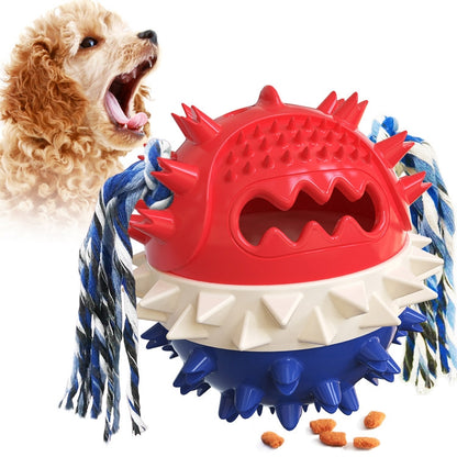 Pet Puppy Teething Stick Vocal Dog Toy Leaking Food Ball Pet Supplies, Yellow Blue, Yellow, Red-blue