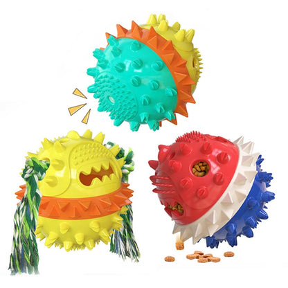 Pet Puppy Teething Stick Vocal Dog Toy Leaking Food Ball Pet Supplies, Yellow Blue, Yellow, Red-blue
