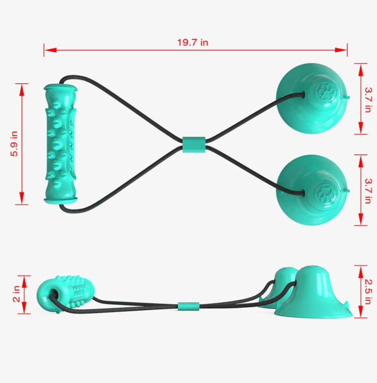Dog Toy Double Suction Cup Pull Rope Molar Teeth Bite-Resistant Tooth Cleaning Stick Pet Supplies, Lake Blue, Green