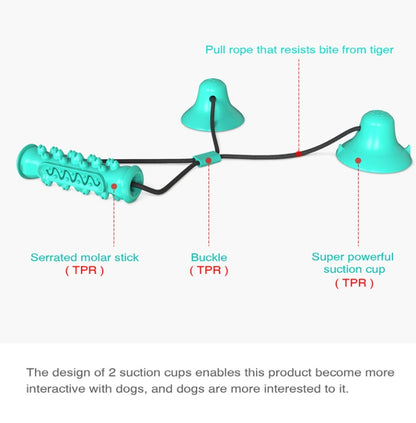 Dog Toy Double Suction Cup Pull Rope Molar Teeth Bite-Resistant Tooth Cleaning Stick Pet Supplies, Lake Blue, Green