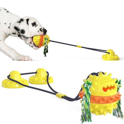 Pet Supplies Powerful Suckers Dog Toys Molar Teeth Biting Balls Dog Biting Cotton Rope Toys, Bright Yellow, Lake Blue, Red Blue