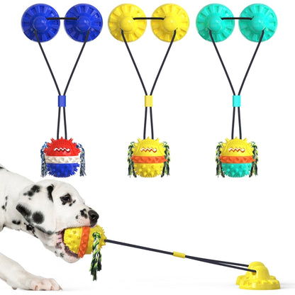 Pet Supplies Powerful Suckers Dog Toys Molar Teeth Biting Balls Dog Biting Cotton Rope Toys, Bright Yellow, Lake Blue, Red Blue