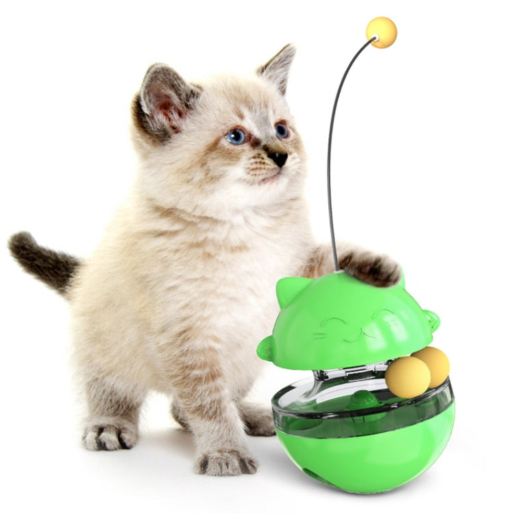 Cat Turntable Toy Leaking Food Ball Funny Cat Stick Tumbler Pet Toy, Blue, Green, Yellow, Pink