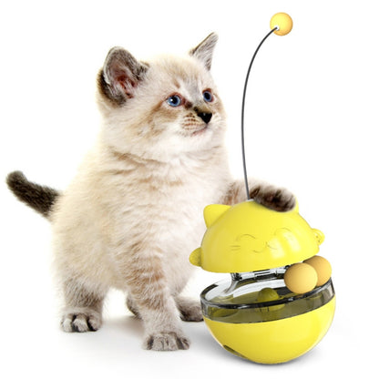 Cat Turntable Toy Leaking Food Ball Funny Cat Stick Tumbler Pet Toy, Blue, Green, Yellow, Pink