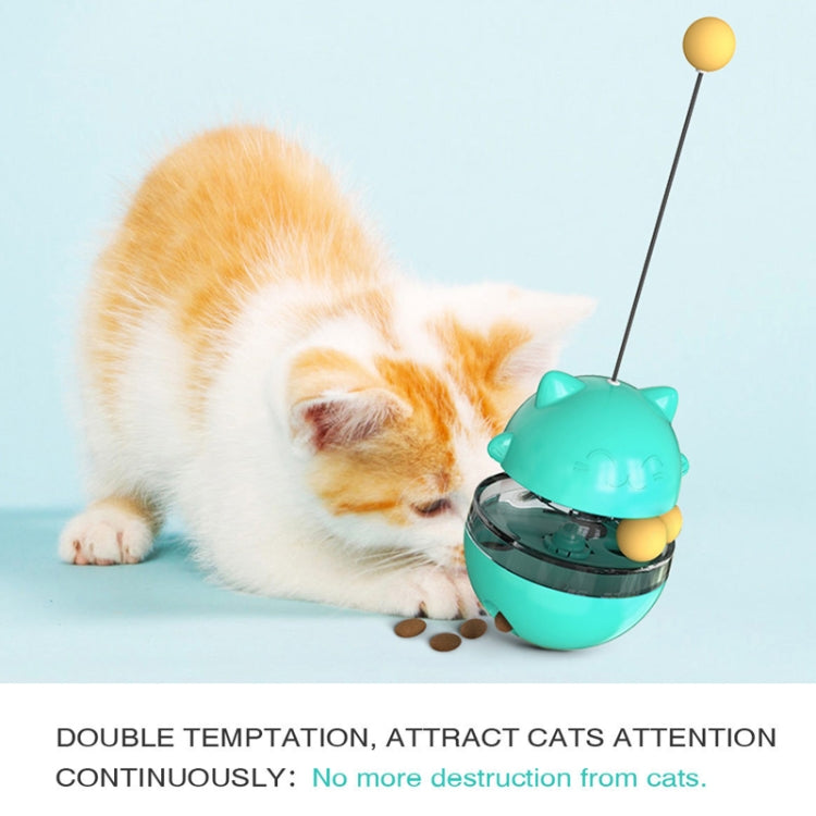 Cat Turntable Toy Leaking Food Ball Funny Cat Stick Tumbler Pet Toy, Blue, Green, Yellow, Pink