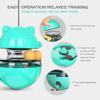 Cat Turntable Toy Leaking Food Ball Funny Cat Stick Tumbler Pet Toy, Blue, Green, Yellow, Pink