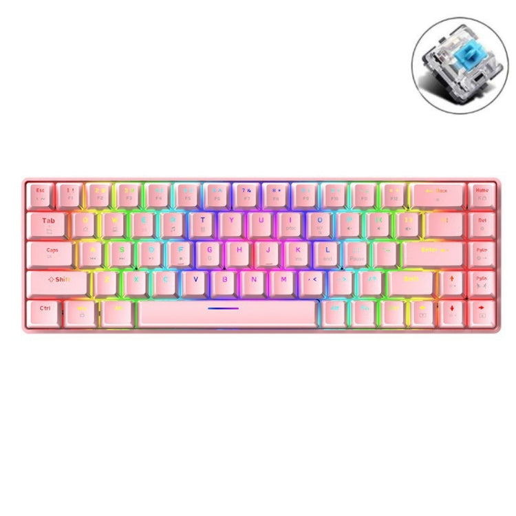 T8 68 Keys Mechanical Gaming Keyboard RGB Backlit Wired Keyboard, Cable Length:1.6m, Black Green Shaft, Black Tea Shaft, White Green Shaft, White RGB Red Shaft, Blue Green Shaft, Pink Green Shaft