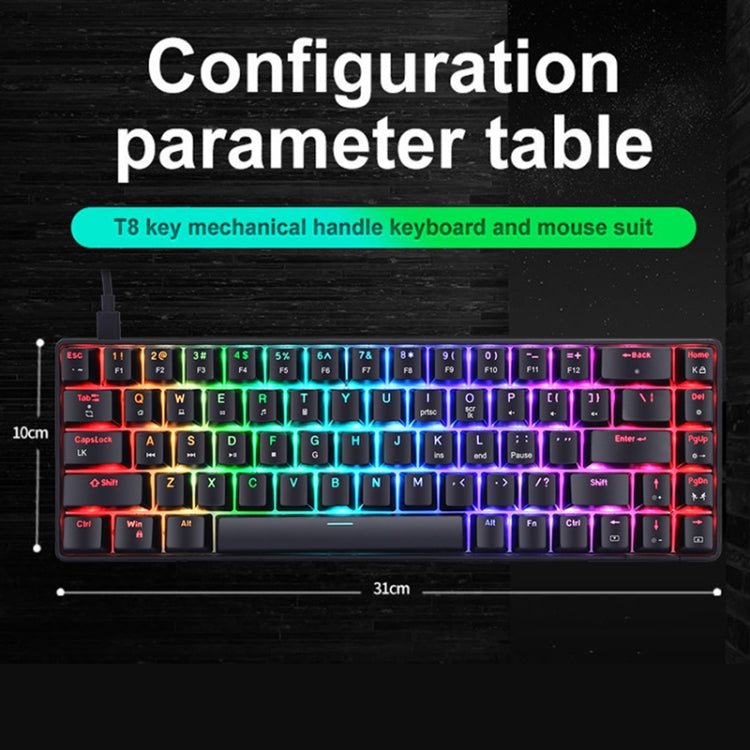 T8 68 Keys Mechanical Gaming Keyboard RGB Backlit Wired Keyboard, Cable Length:1.6m, Black Green Shaft, Black Tea Shaft, White Green Shaft, White RGB Red Shaft, Blue Green Shaft, Pink Green Shaft
