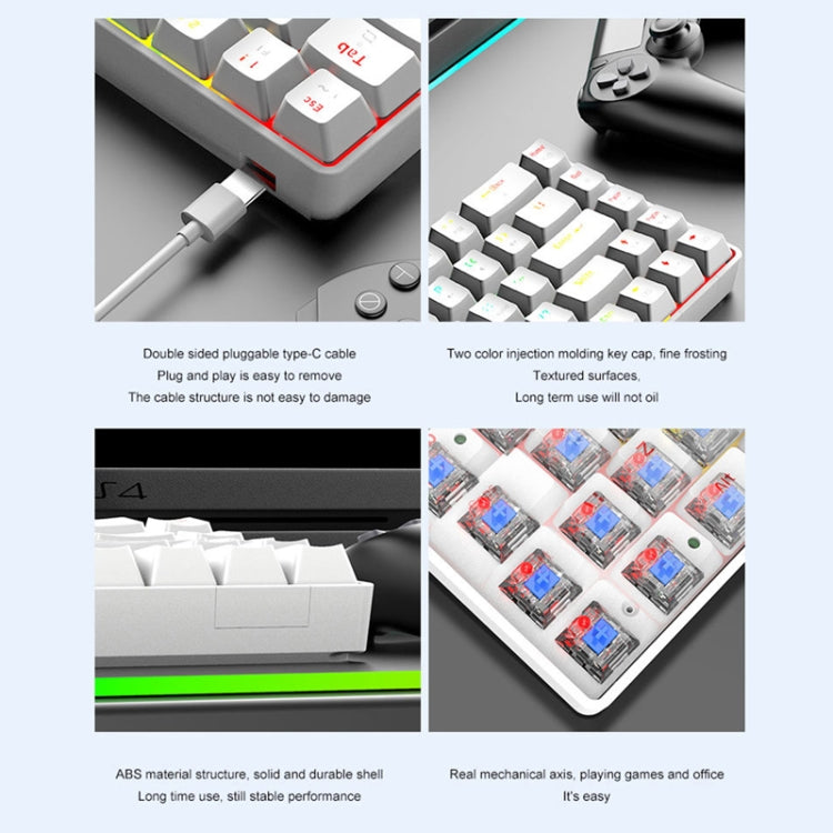 T8 68 Keys Mechanical Gaming Keyboard RGB Backlit Wired Keyboard, Cable Length:1.6m, Black Green Shaft, Black Tea Shaft, White Green Shaft, White RGB Red Shaft, Blue Green Shaft, Pink Green Shaft