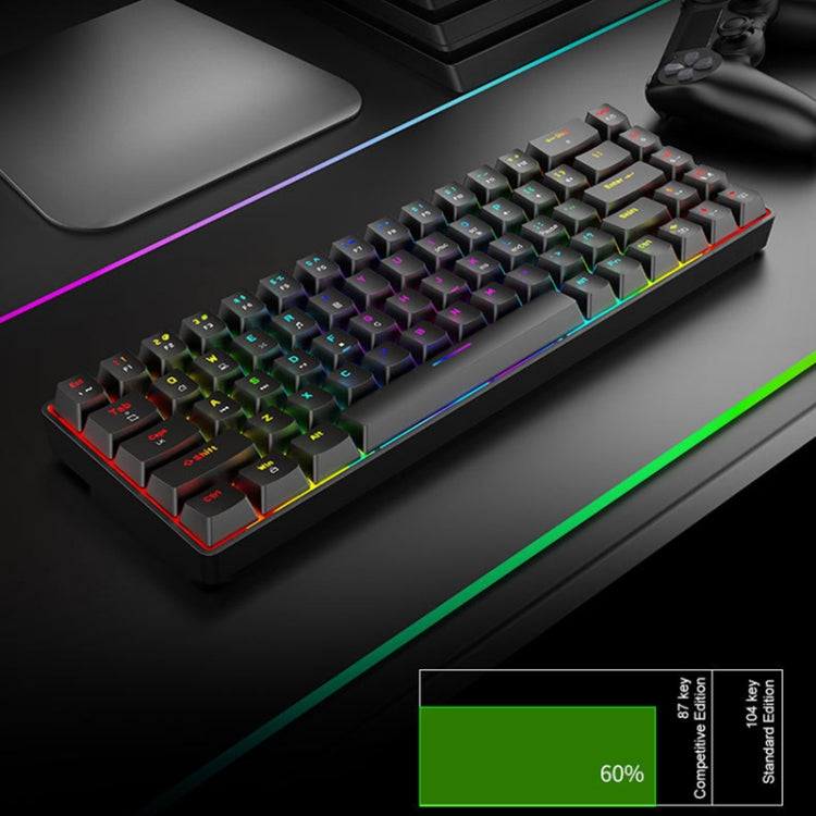 T8 68 Keys Mechanical Gaming Keyboard RGB Backlit Wired Keyboard, Cable Length:1.6m, Black Green Shaft, Black Tea Shaft, White Green Shaft, White RGB Red Shaft, Blue Green Shaft, Pink Green Shaft