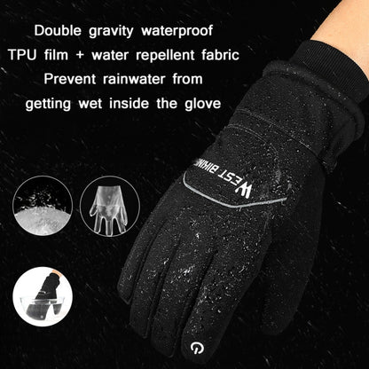 WEST BIKING YP0211221 Winter Warm Fleece Riding Gloves Non-Slip Waterproof Touch Screen Gloves, M, L, XL