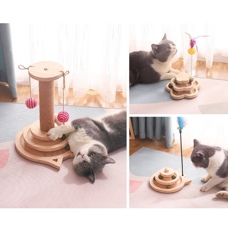 MZP01 Solid Wood Turntable Cat Toys Durable Funny Cat Stick Scratcher, Specification:, Double-layer Small, Three-layer Large