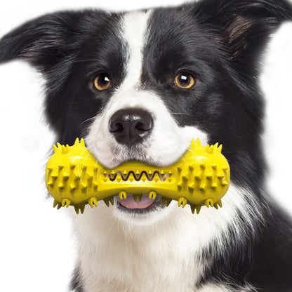Sounding Dumbbell Dog Toy Molar Stick Resistant Biting Bone Toothbrush Pet Supplies, Lake Blue, Yellow, Green