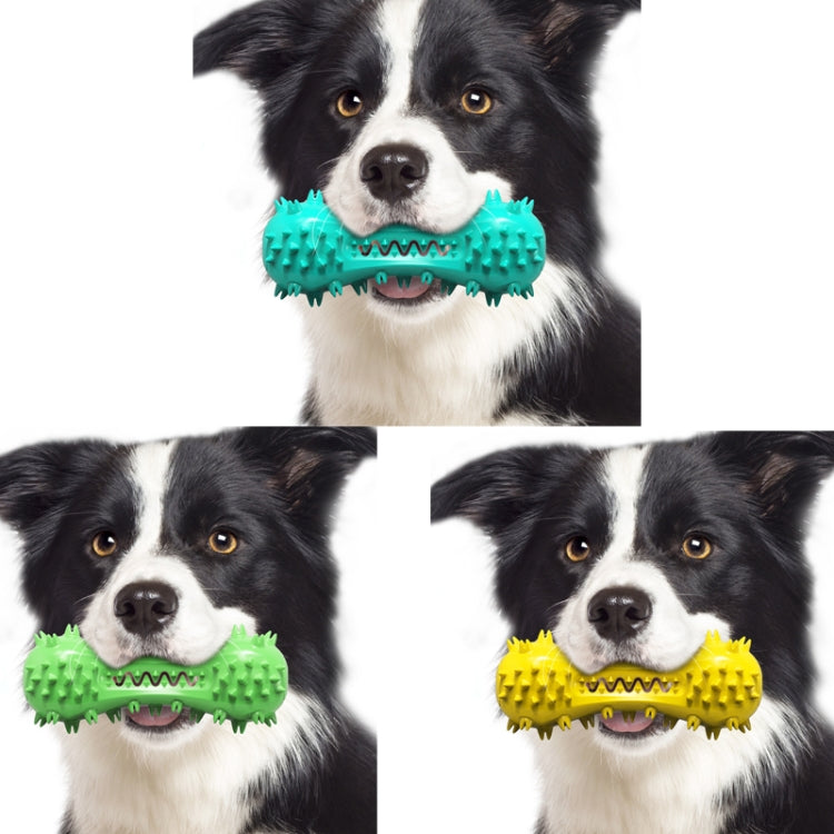Sounding Dumbbell Dog Toy Molar Stick Resistant Biting Bone Toothbrush Pet Supplies, Lake Blue, Yellow, Green