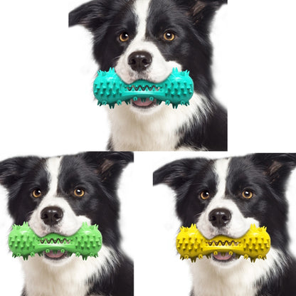 Sounding Dumbbell Dog Toy Molar Stick Resistant Biting Bone Toothbrush Pet Supplies, Lake Blue, Yellow, Green