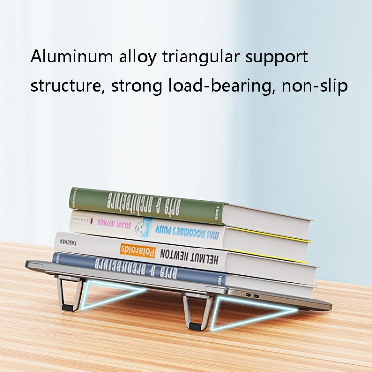 T615 Laptop Heightening Bracket Aluminum Alloy Back Stick Computer Stand, Grey, Silver