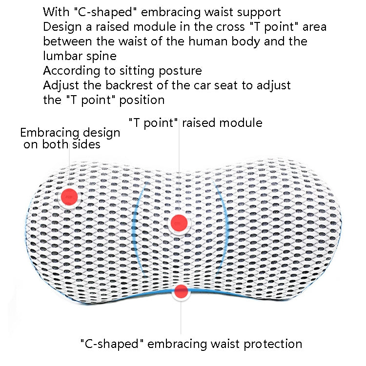 Car Supplies Lumbar Support Memory Foam Car Backrest Lumbar Cushion Seat Cushion Lumbar Pillow, 4D Grid Blue, 4D Grid Light Gray, 4D Grid Dark Gray, 4D Grid Black, Blue+Light Gray, Green+Light Gray, Crystal Velvet Dark Gray, Comfortable Pink