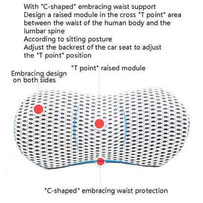 Car Supplies Lumbar Support Memory Foam Car Backrest Lumbar Cushion Seat Cushion Lumbar Pillow, 4D Grid Blue, 4D Grid Light Gray, 4D Grid Dark Gray, 4D Grid Black, Blue+Light Gray, Green+Light Gray, Crystal Velvet Dark Gray, Comfortable Pink