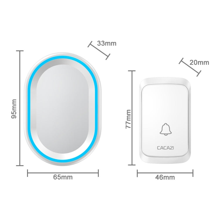 CACAZI A80 1 For 1 Wireless Music Doorbell without Battery, US Plug, EU Plug