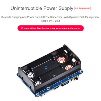 Waveshare 25567 For Raspberry Pi UPS HAT (D), Pogo Pins Connector , Without Battery
