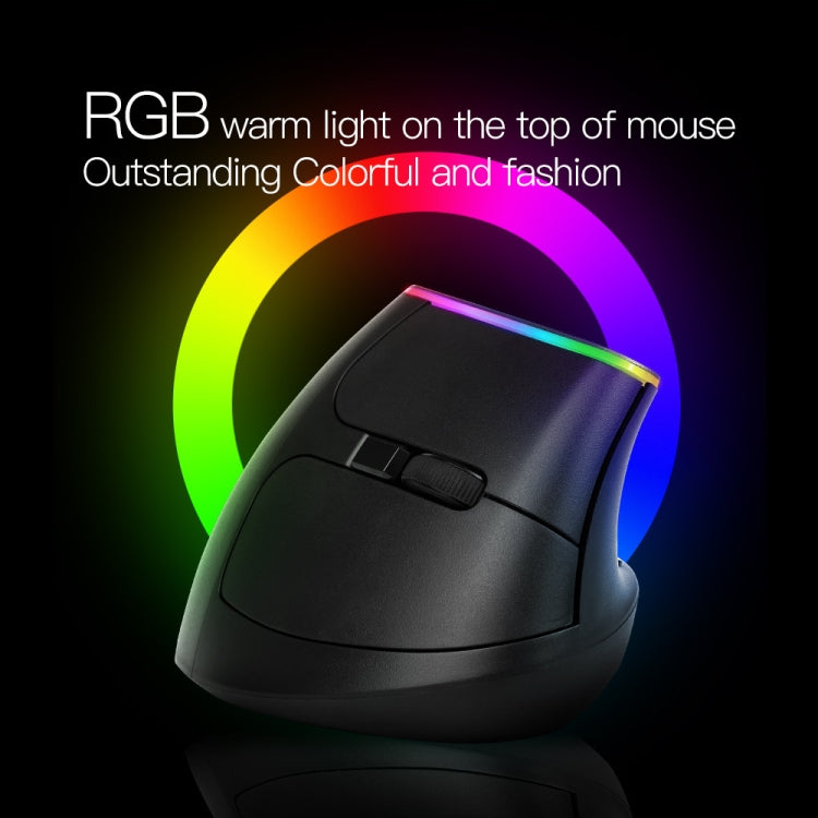 DELUX M618DB 6-Keys 1600 DPI RGB Vertical Wireless Bluetooth Dual-Mode Mouse, M618DB(Bluetooth Version)