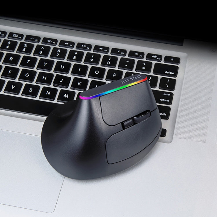 DELUX M618DB 6-Keys 1600 DPI RGB Vertical Wireless Bluetooth Dual-Mode Mouse, M618DB(Bluetooth Version)