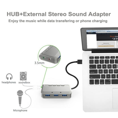 MB-103 USB 3.1 Three-Port Drive-Free HUB + 7.1 Voice Changer Sound Card High-Speed Docking Station, Cable Length: 1.2m