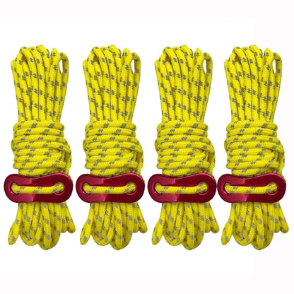 Outdoor Camping Tent Canopy Wind Rope Luminous Multi-Function Wind Rope Buckle Tent Fixed Rope, 4m x 4 Rolls, 4m x 6 Rolls