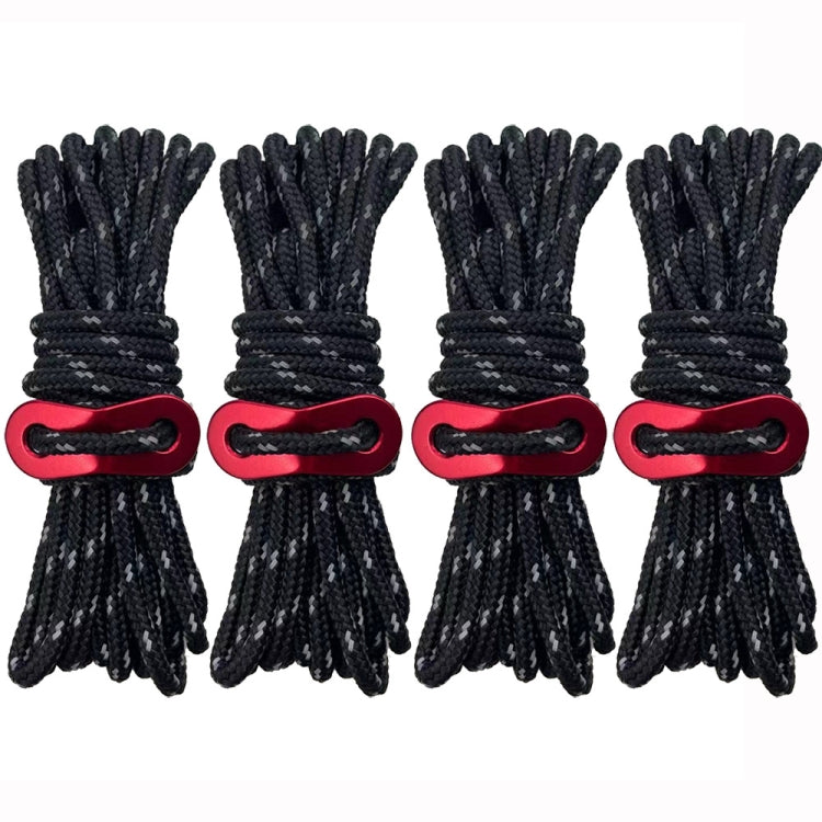 Outdoor Camping Tent Canopy Wind Rope Luminous Multi-Function Wind Rope Buckle Tent Fixed Rope, 4m x 4 Rolls, 4m x 6 Rolls