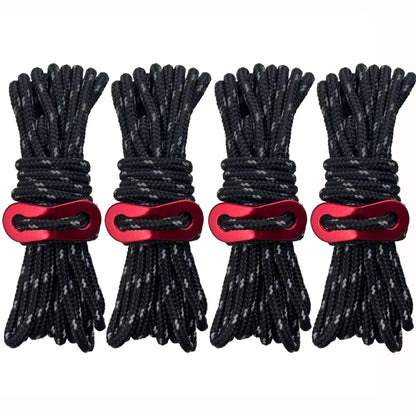 Outdoor Camping Tent Canopy Wind Rope Luminous Multi-Function Wind Rope Buckle Tent Fixed Rope, 4m x 4 Rolls, 4m x 6 Rolls