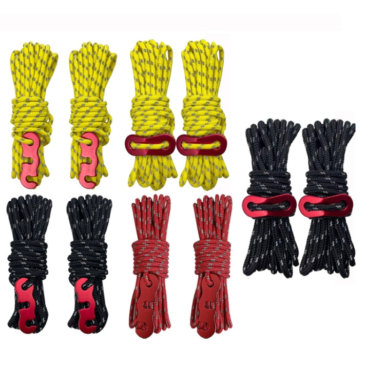 Outdoor Camping Tent Canopy Wind Rope Luminous Multi-Function Wind Rope Buckle Tent Fixed Rope, 4m x 4 Rolls, 4m x 6 Rolls