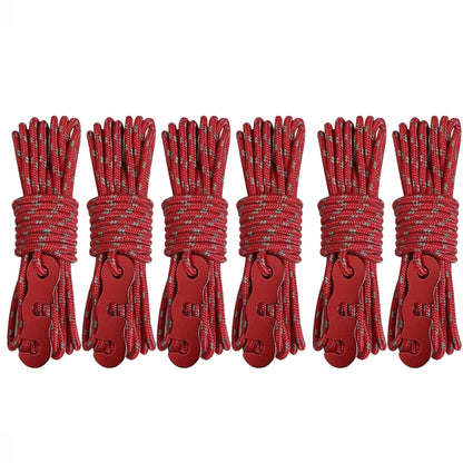 Outdoor Camping Tent Canopy Wind Rope Luminous Multi-Function Wind Rope Buckle Tent Fixed Rope, 4m x 4 Rolls, 4m x 6 Rolls