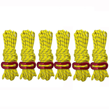 Outdoor Camping Tent Canopy Wind Rope Luminous Multi-Function Wind Rope Buckle Tent Fixed Rope, 4m x 4 Rolls, 4m x 6 Rolls