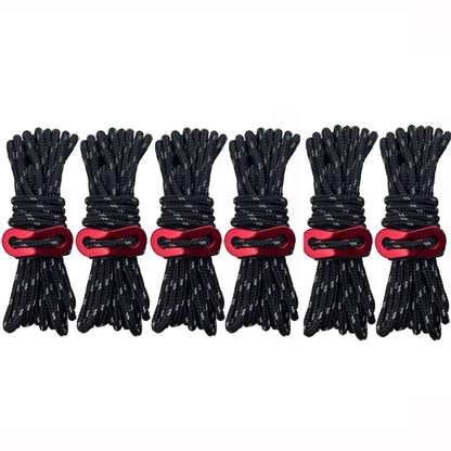 Outdoor Camping Tent Canopy Wind Rope Luminous Multi-Function Wind Rope Buckle Tent Fixed Rope, 4m x 4 Rolls, 4m x 6 Rolls