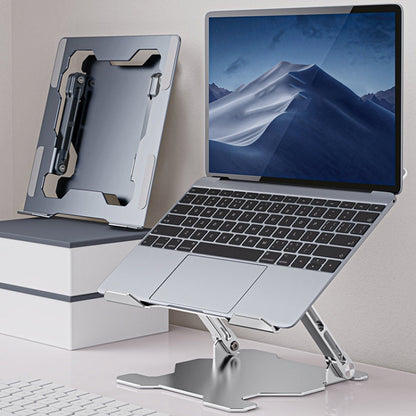 Integrated Foldable Laptop Stand Hollow Heat-Dissipating Flat Desktop Stand, Deep Space Gray, Moon Silver