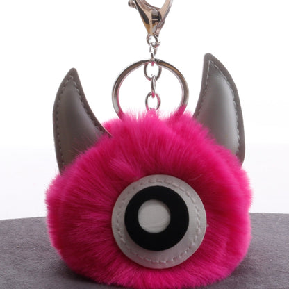 3 PCS Cartoon Croissant Hair Ball Keychain Pendant Bag Car Pendant, Wine Red, Grey, Tender Pink, Turmeric, Rose Red, Army Green, Lake Blue, Light Pink, Purple, White, Watermelon Red, Beige, Khaki, Royal Blue, Yellow, Lotus Root Pink, Mint Green, Pink, ...