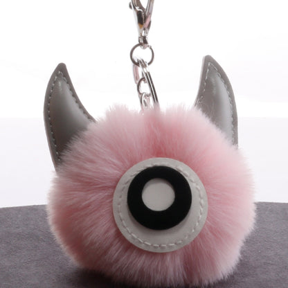 3 PCS Cartoon Croissant Hair Ball Keychain Pendant Bag Car Pendant, Wine Red, Grey, Tender Pink, Turmeric, Rose Red, Army Green, Lake Blue, Light Pink, Purple, White, Watermelon Red, Beige, Khaki, Royal Blue, Yellow, Lotus Root Pink, Mint Green, Pink, ...