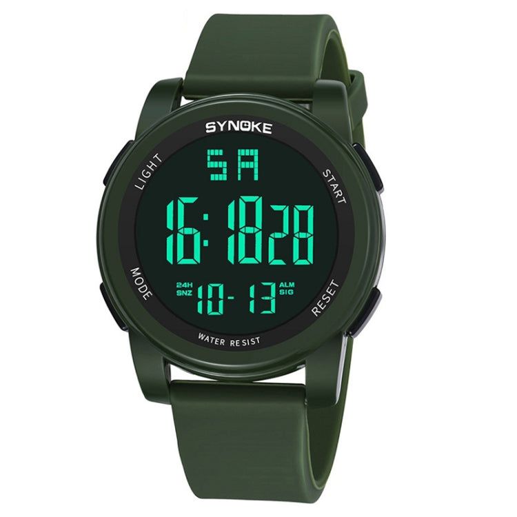 SYNOKE 9002 Men Outdoor Waterproof Sports Watch Multifunctional Luminous Digital Watch, Army Green, Black