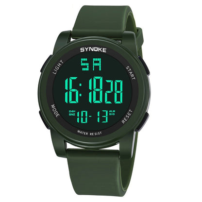 SYNOKE 9002 Men Outdoor Waterproof Sports Watch Multifunctional Luminous Digital Watch, Army Green, Black