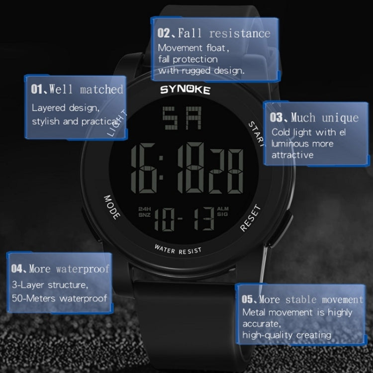 SYNOKE 9002 Men Outdoor Waterproof Sports Watch Multifunctional Luminous Digital Watch, Army Green, Black