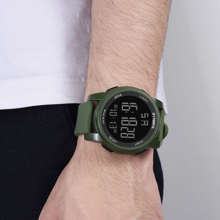 SYNOKE 9002 Men Outdoor Waterproof Sports Watch Multifunctional Luminous Digital Watch, Army Green, Black