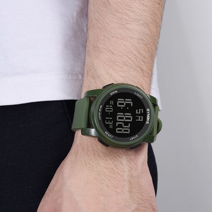 SYNOKE 9002 Men Outdoor Waterproof Sports Watch Multifunctional Luminous Digital Watch, Army Green, Black